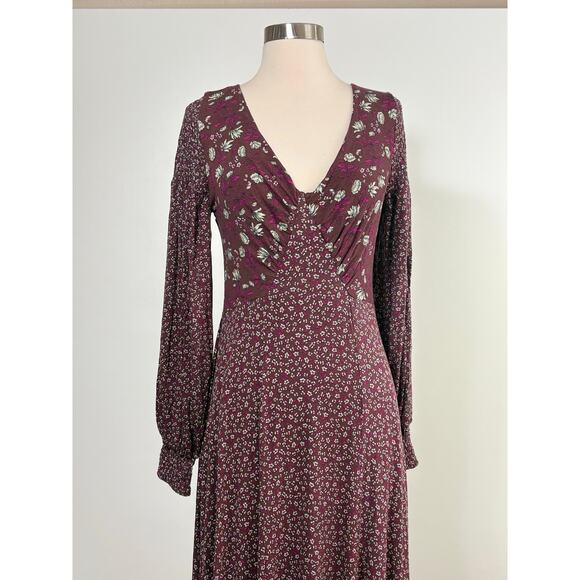 Free People Love  Story Maxi Dress in Rasin Combo Purple Size Medium NWT - Picture 11 of 12